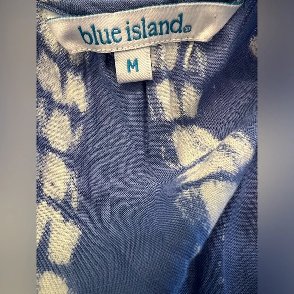 Blue Island light weight midi dress size Medium blue and white - Picture 4 of 7